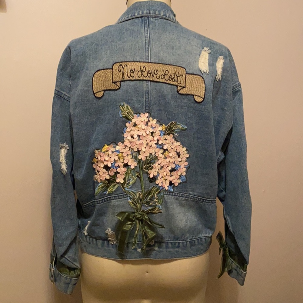 Distressed dolman sleeve jean jacket